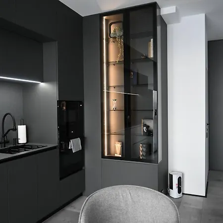 Modern Dark Minimalist With Panoramic Views Appartamento Leopoli